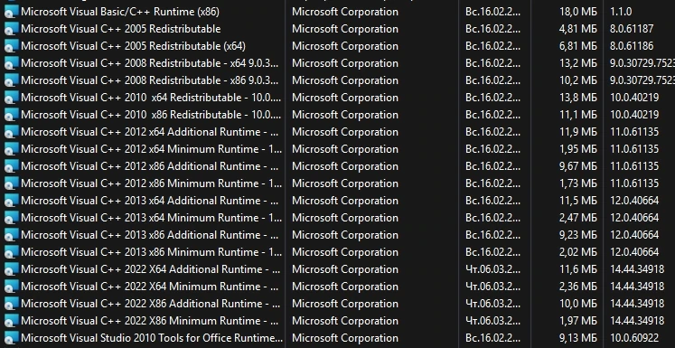 Системный пакет для запуска приложений Microsoft Visual C++ Runtimes AIO v0.88.0 x86-x64 Repack by abbodi1406 — изображение 3