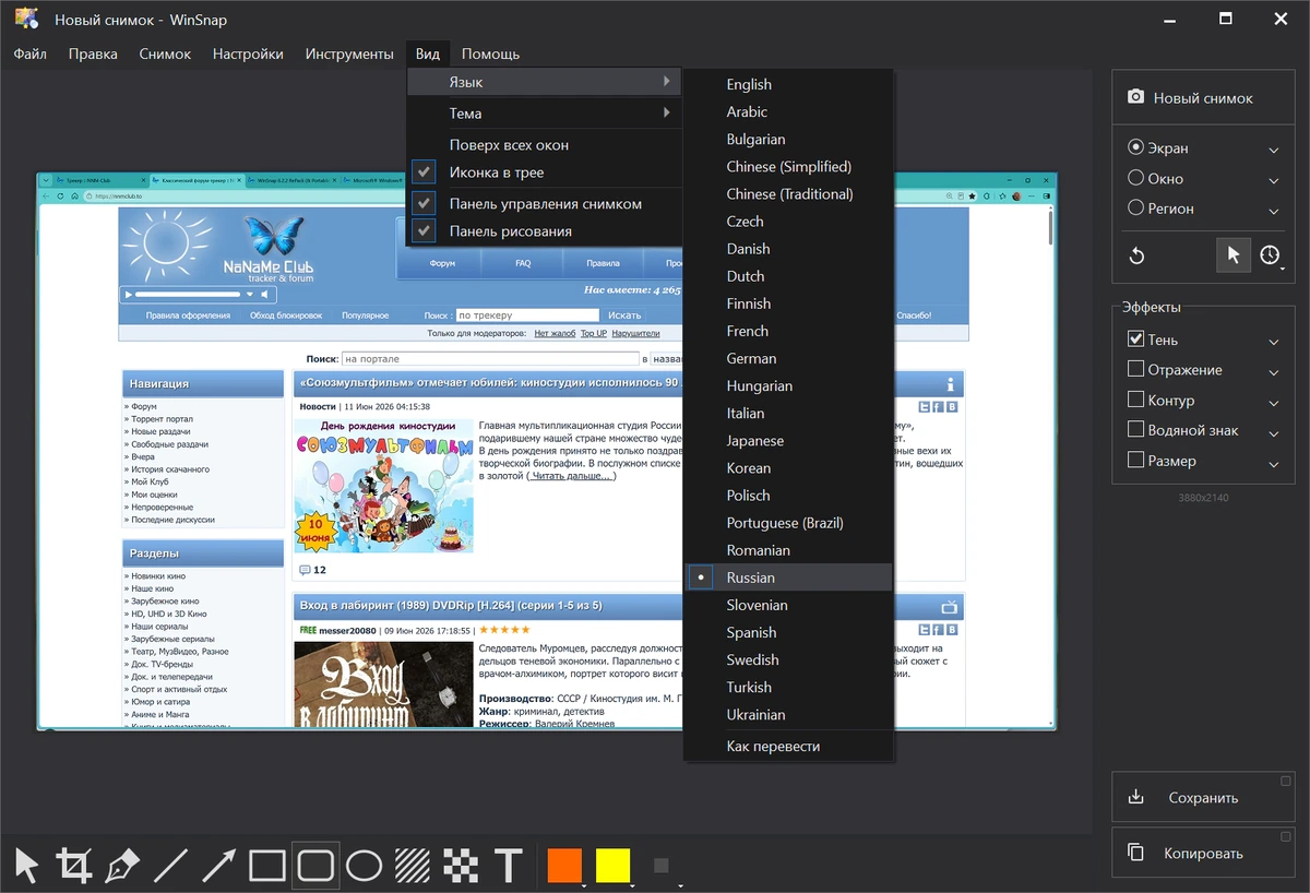 Создание снимков экрана WinSnap 6.2.4 by 7997 — изображение 3