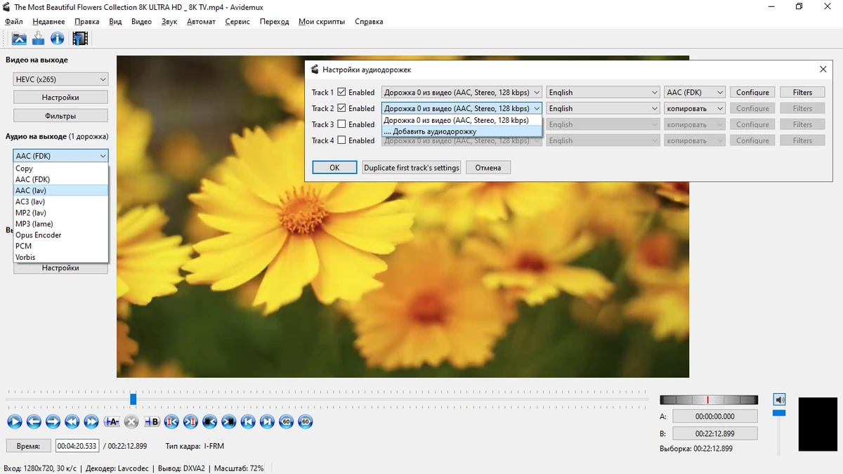 Avidemux простой редактор видео 2.8.2 Nightly (250526) — изображение 3