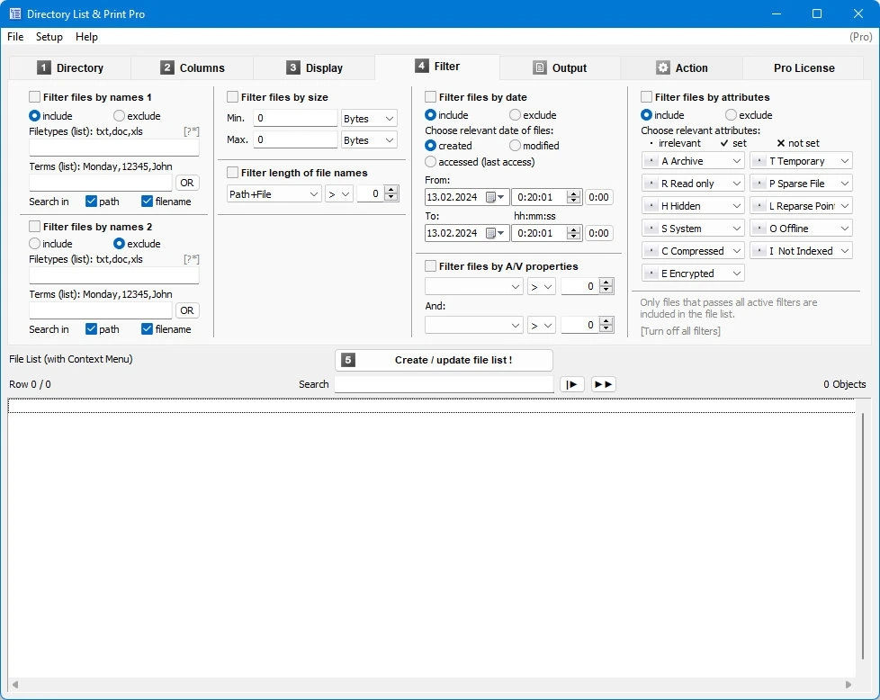 Список файлов из выбранных папок - Directory List & Print Pro 4.31 + Standalone — изображение 3
