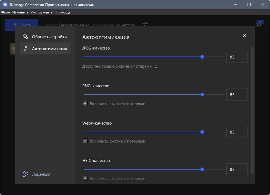 Сжатие изображений 4K Image Compressor Pro 1.1.0.0120 RePack by elchupacabra — изображение 3