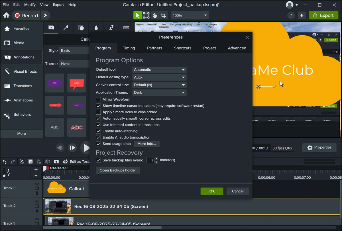 Захват экрана в видео TechSmith Camtasia 26.0.4 Build 15557 — изображение 3