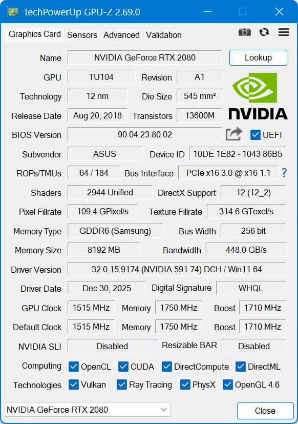 Технические характеристики видеокарты GPU-Z 2.69.0 — изображение 3