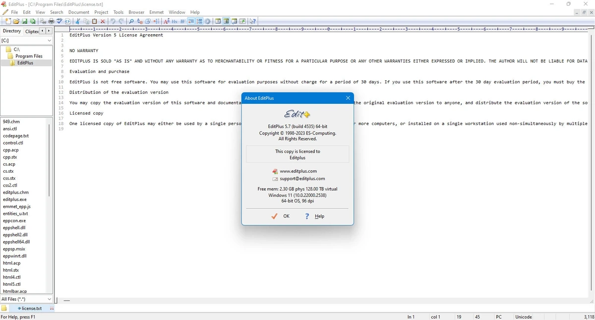 Текстовый редактор для Windows - EditPlus 5.7.0 build 4352 + EditPlus 5.7.0 patch 4535 — изображение 3