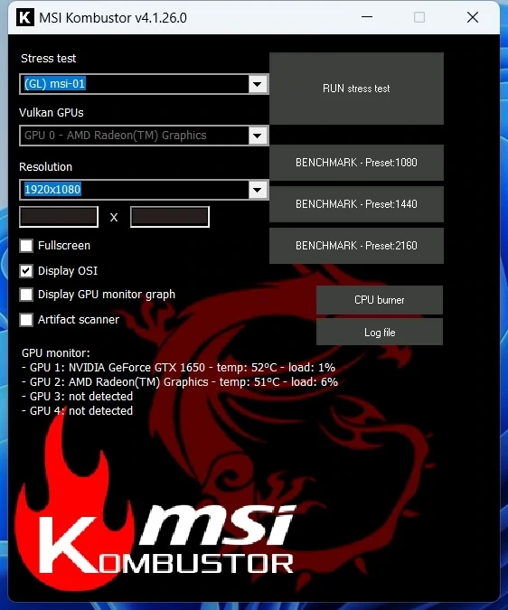 Тест производительности видеокарты MSI Kombustor 4.1.26.0 — изображение 3
