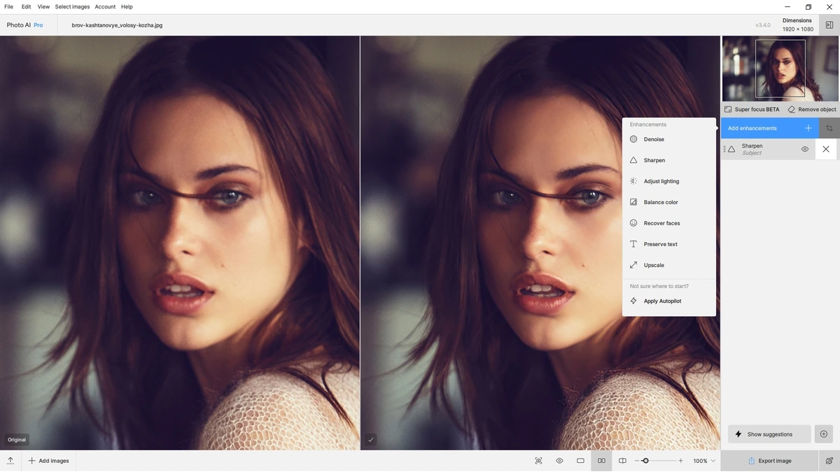 Повышение четкости фото Topaz Photo AI 3.4.0 RC (x64) — изображение 3