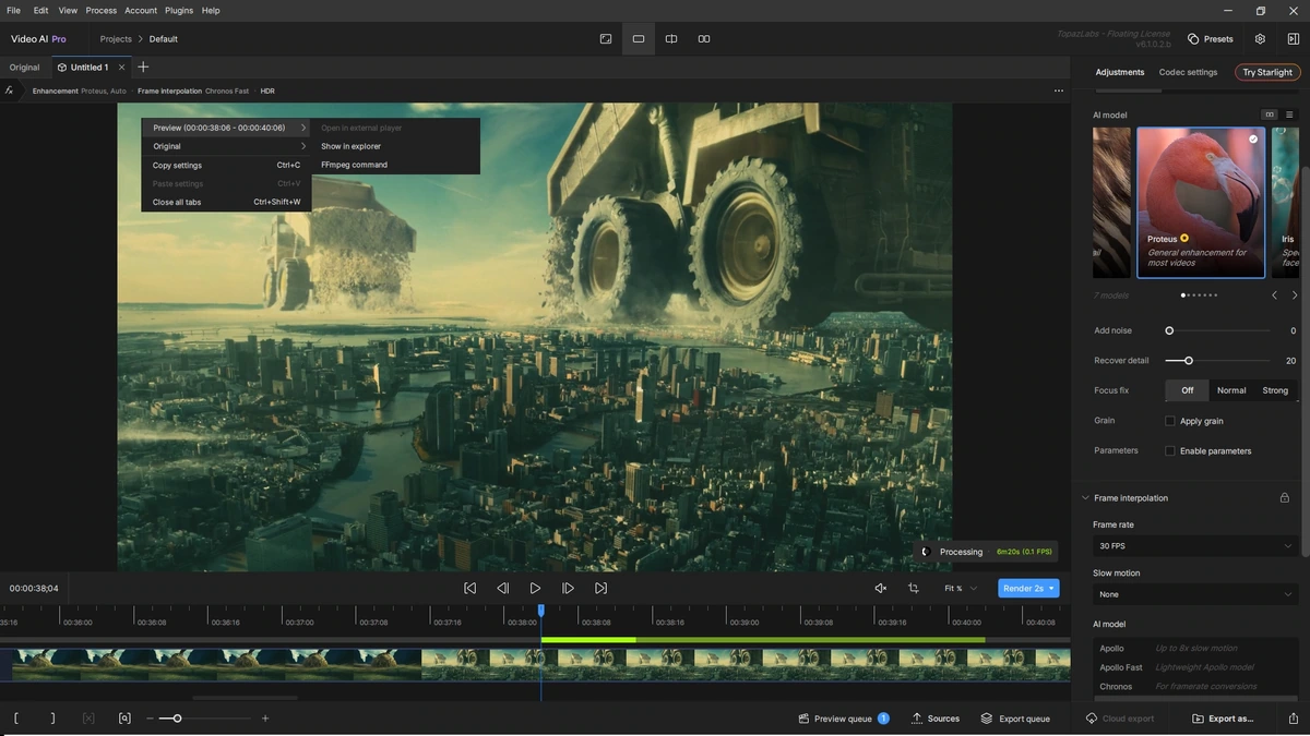 Видеоредактор Topaz Video AI Pro 6.1.0.2.b (x64) Beta — изображение 3
