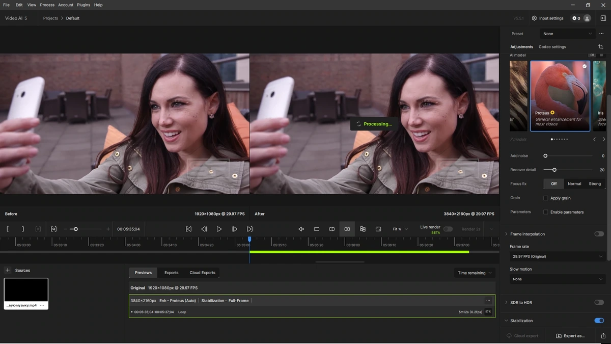 Обработка видео Topaz Video AI 5.5.1 (x64) RePack by KpoJIuK — изображение 3