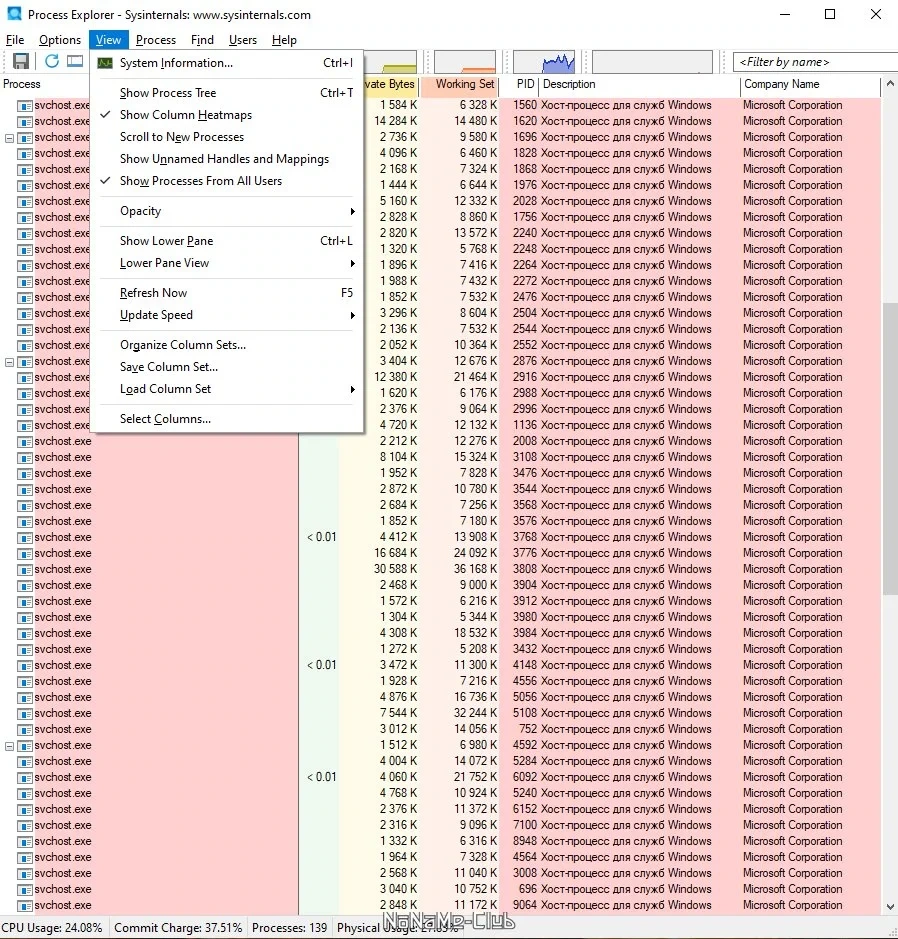 Управление запущенными процессами - Process Explorer 17.01 Portable — изображение 3