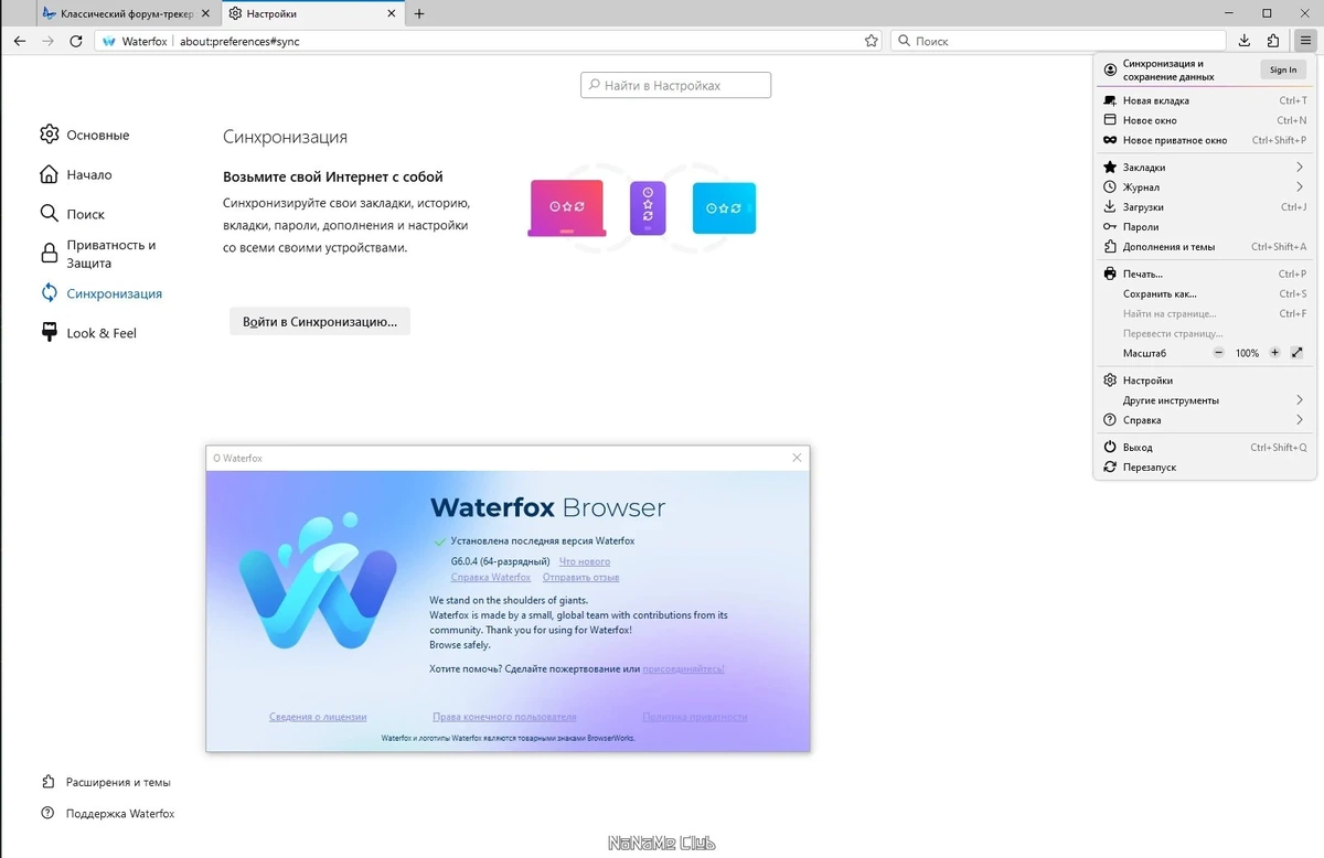 Waterfox Current браузер для 64-х битных систем G6.0.4 — изображение 3
