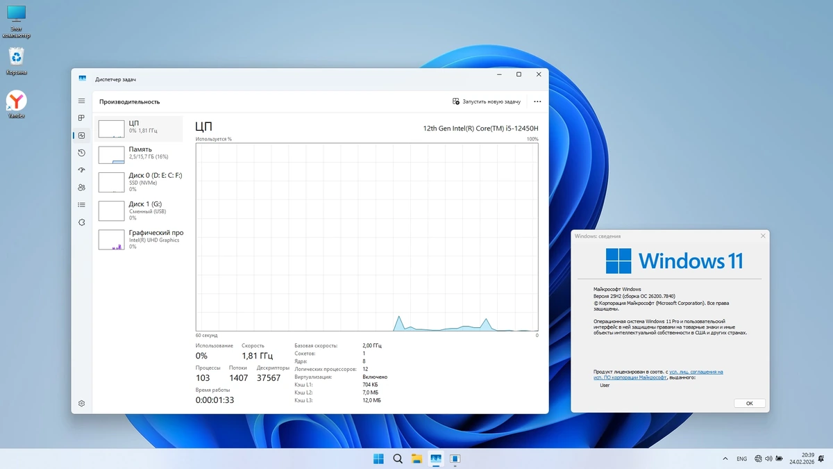 Windows 11 Pro 25Н2 (build 26200.7840) by ivandubskoj 21.02.2026 — изображение 3