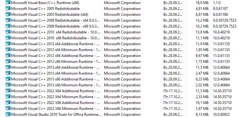 Библиотеки для корректной работы приложений Microsoft Visual C++ Runtimes AIO v0.102.0 x86-x64 by abbodi1406 — изображение 3