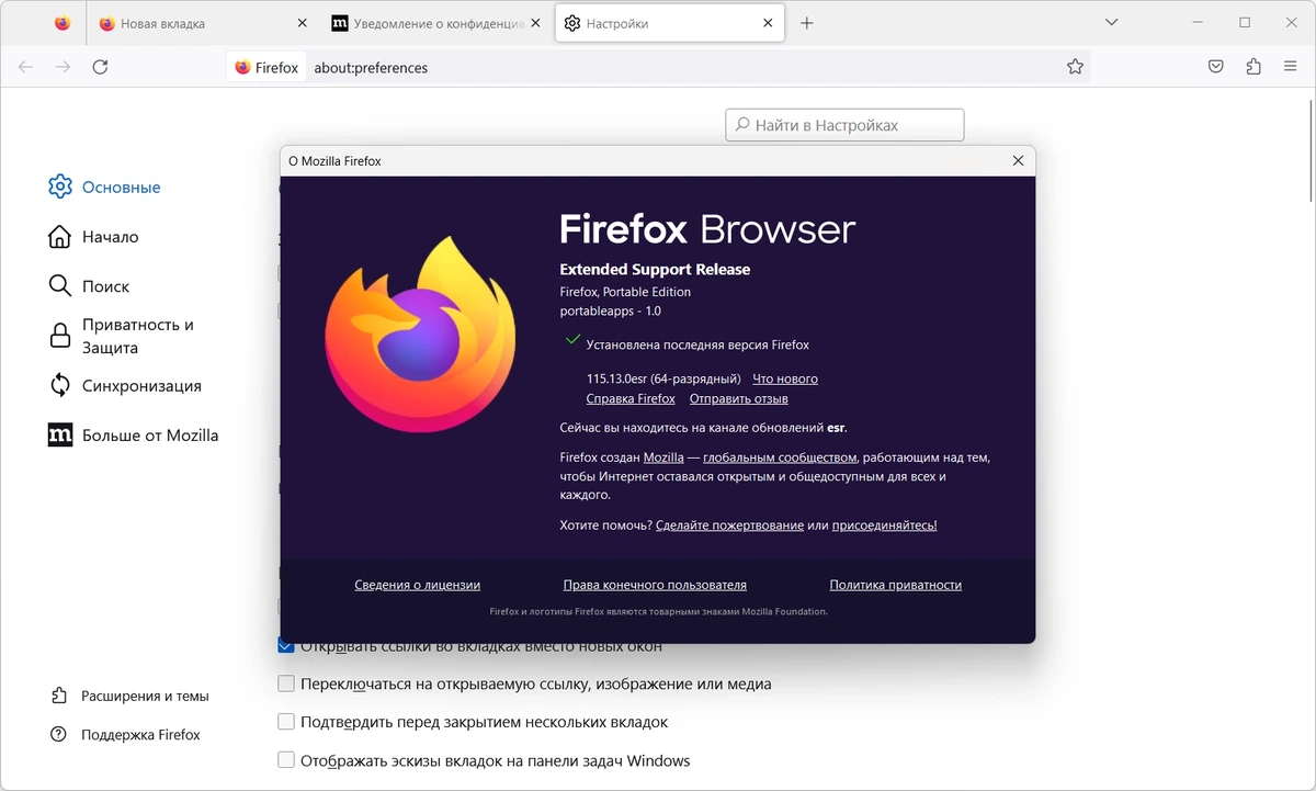 Firefox Browser ESR 115.13.0 Portable by PortableApps — изображение 3
