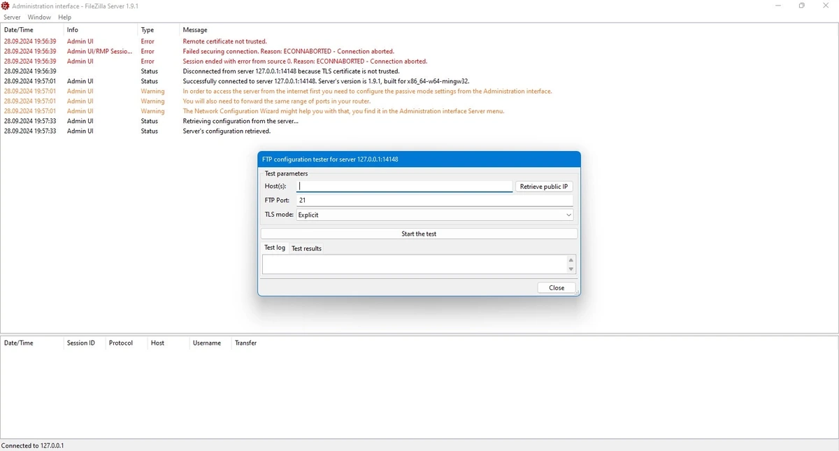 ФТП сервер FileZilla Server 1.9.1.0 — изображение 3