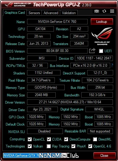 GPU-Z 2.39.0 + ASUS_ROG — изображение 3