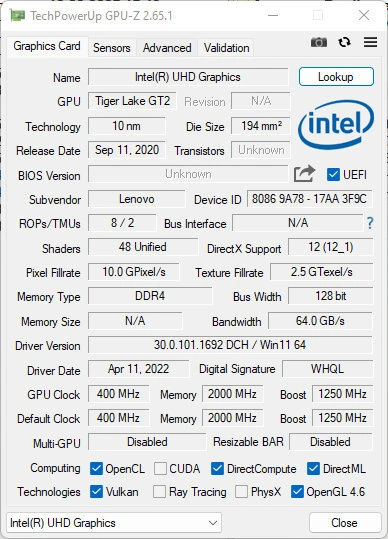 GPU-Z характеристики видеоадаптера 2.65.1 [En] — изображение 3
