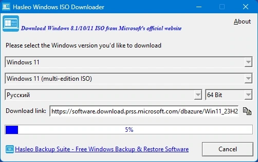 Hasleo Windows ISO Downloader 2.0 Portable — изображение 3