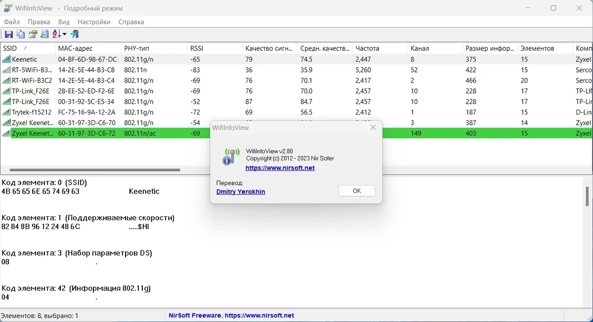 Информация о Wi-Fi сетях WifiInfoView 2.80 Portable — изображение 3