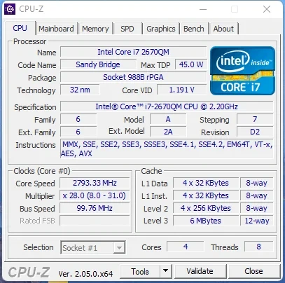 Информация о процессоре - CPU-Z 2.05.0 + Portable — изображение 3