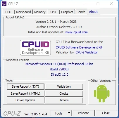 Информация о производительности процессора - CPU-Z 2.05.1 + Portable — изображение 3
