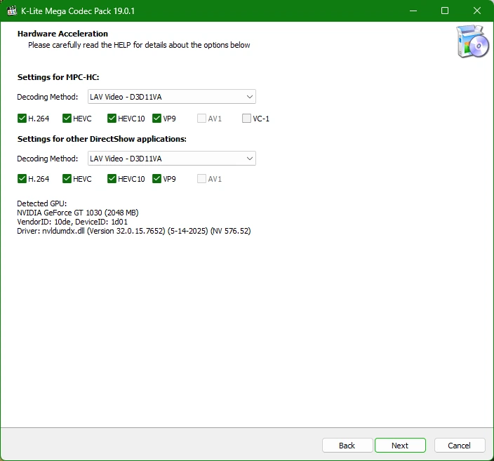 K-Lite Codec Pack 19.0.1 Mega/Full/Standard/Basic — изображение 3