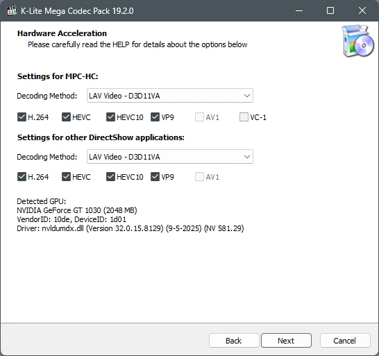 K-Lite Codec Pack 19.2.0 Mega/Full/Standard/Basic — изображение 3