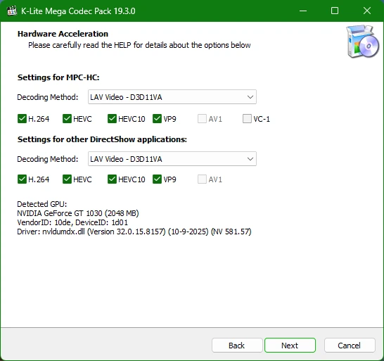 K-Lite Codec Pack 19.3.0 Mega/Full/Standard/Basic — изображение 3
