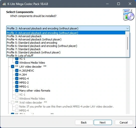 K-Lite Codec Pack видео и аудио кодеки 18.4.8 Mega/Full/Standard/Basic — изображение 3