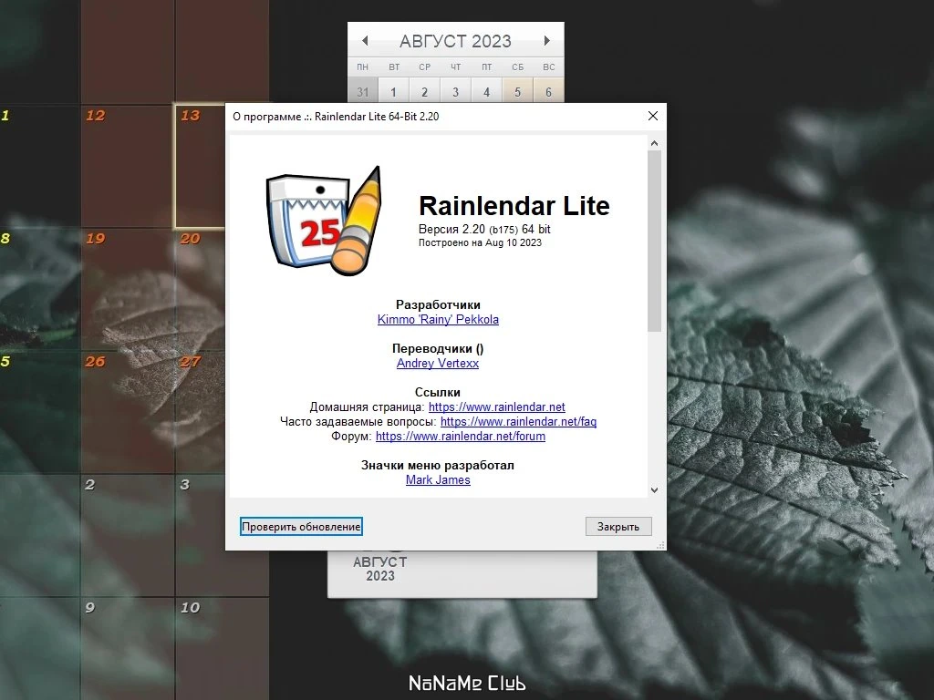 Календарь для рабочего стола - Rainlendar Lite 2.20.0 Build 175 — изображение 3