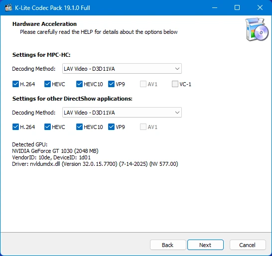 Кодеки для Windows K-Lite Codec Pack 19.1.0 Mega/Full/Standard/Basic — изображение 3