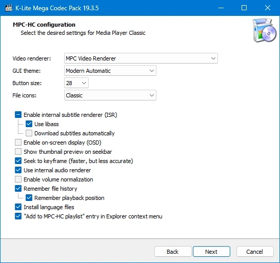 Кодеки для Windows K-Lite Codec Pack 19.3.5 Mega/Full/Standard/Basic — изображение 3