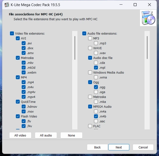 Кодеки для Windows K-Lite Codec Pack 19.5.5 Mega/Full/Standard/Basic — изображение 3