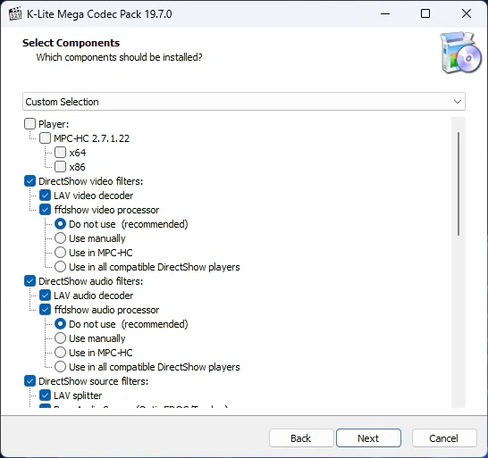 Кодеки для Windows K-Lite Codec Pack 19.7.0 Mega / Full / Standard / Basic — изображение 3