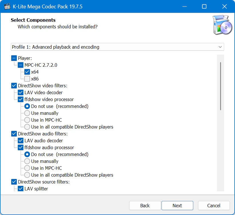 Кодеки для Windows K-Lite Codec Pack 19.7.5 Mega / Full / Standard / Basic — изображение 3