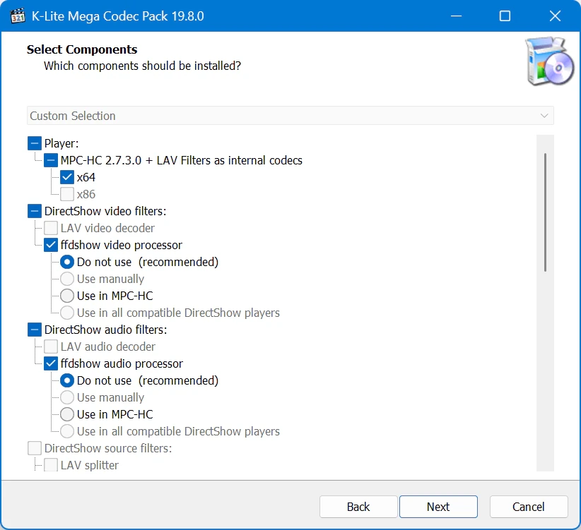 Кодеки для Windows K-Lite Codec Pack 19.8.0 Mega / Full / Standard / Basic — изображение 3