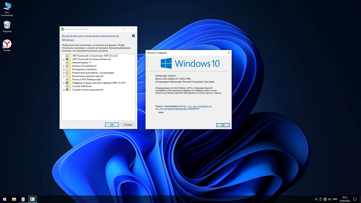 Компактная сборка Windows 10 Pro 22H2 Build 19045.3448 — изображение 3