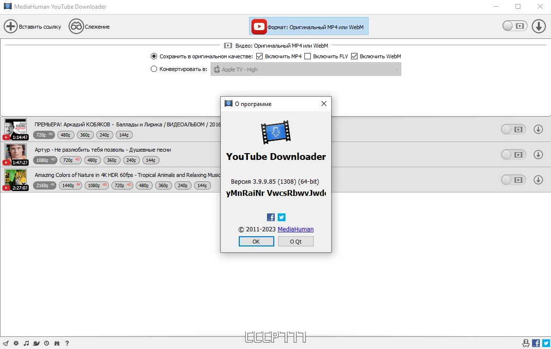 MediaHuman YouTube Downloader видеозагрузчик 3.9.9.85 (1308) by elchupacabra — изображение 3