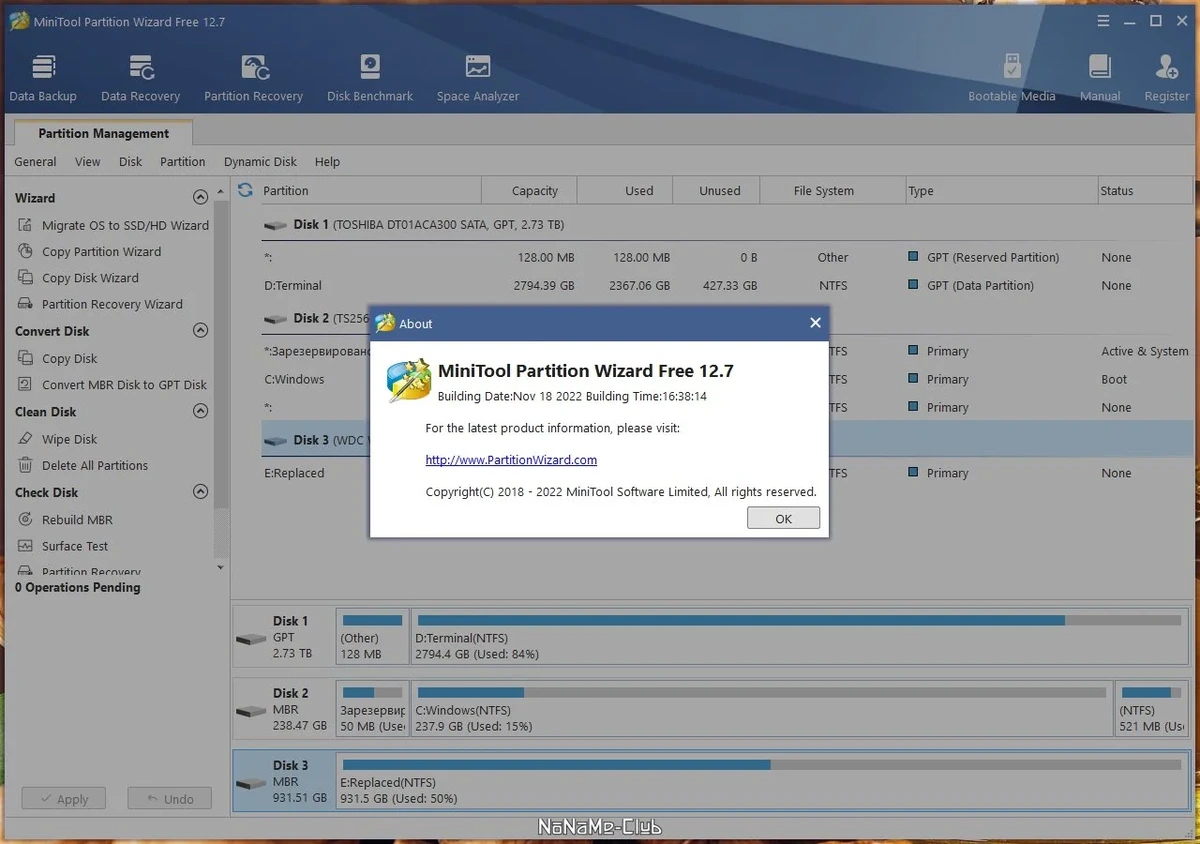 Менеджер жесткого диска MiniTool Partition Wizard Free 12.7 — изображение 3