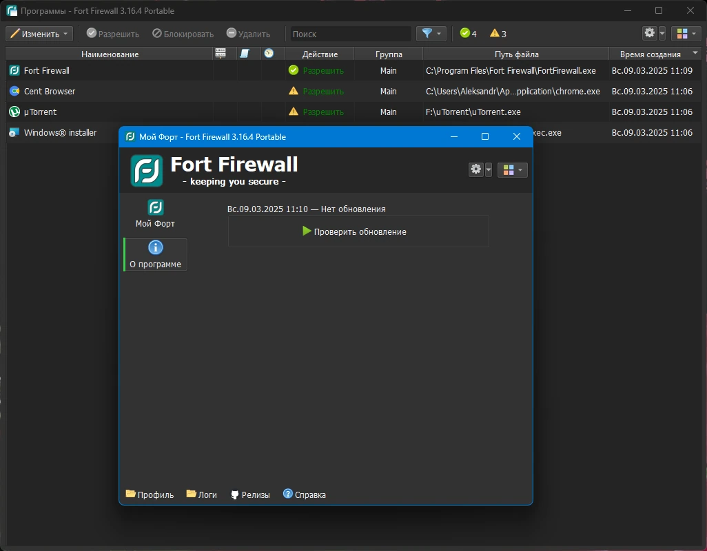 Межсетевой экран Fort Firewall 3.16.4 + Portable — изображение 3