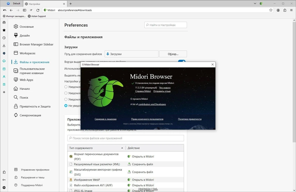 Midori Browser 11.3.3 + Portable — изображение 3