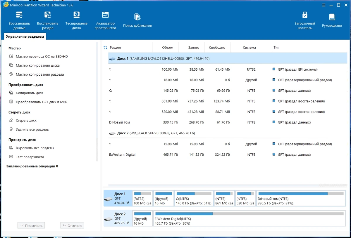 MiniTool Partition Wizard создание и удаление разделов диска Technician 13.6.0 by elchupacabra — изображение 3