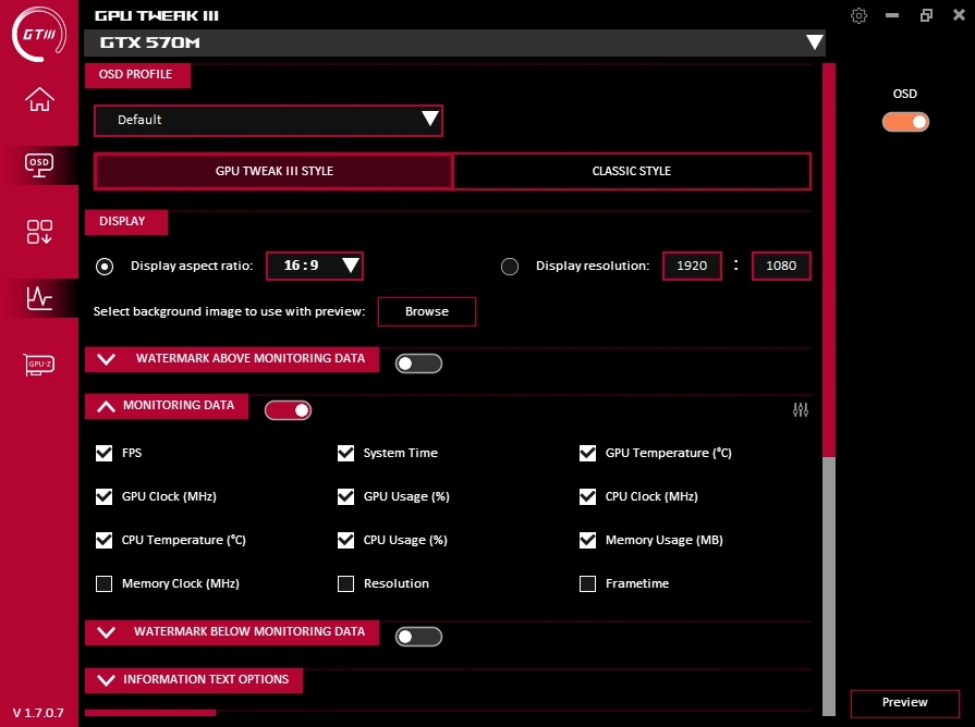 Мониторинг и разгон видеокарты ASUS GPU Tweak III 1.7.0.7 — изображение 3