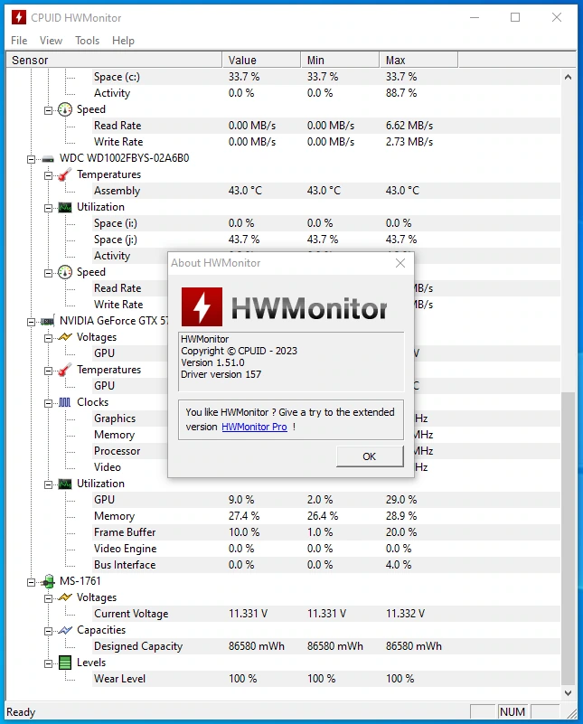 Мониторинг процессорных датчиков CPUID HWMonitor 1.51.0 + Portable — изображение 3