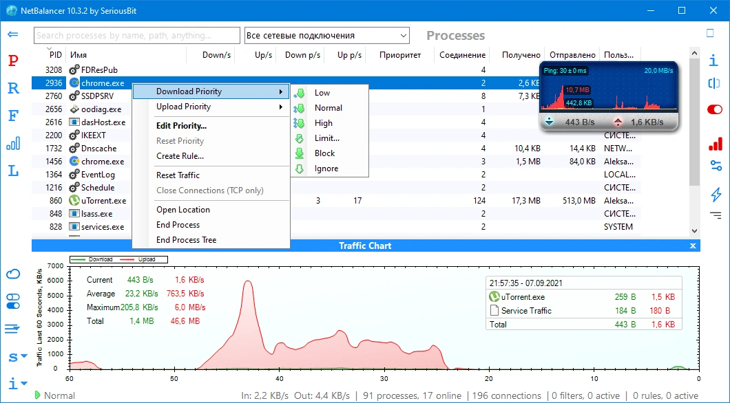Мониторинг сетевой активности - NetBalancer 10.3.2.2806 RePack by elchupacabra — изображение 3