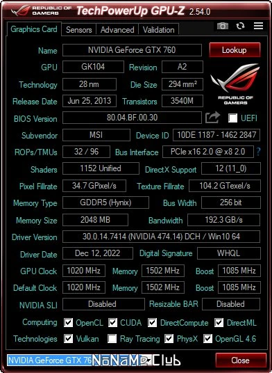Мониторинг видеокарты GPU-Z 2.54.0 + ASUS_ROG Portable — изображение 3