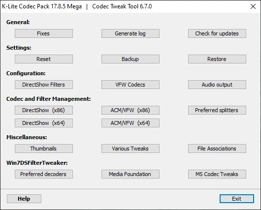 Мультимедиа кодеки - K-Lite Codec Pack 17.8.5 Mega/Full/Standard/Basic — изображение 3