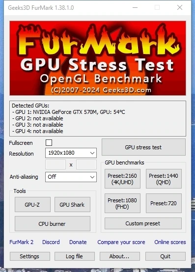 Настройка и тестирование видеокарт - FurMark 1.38.1.0 — изображение 3