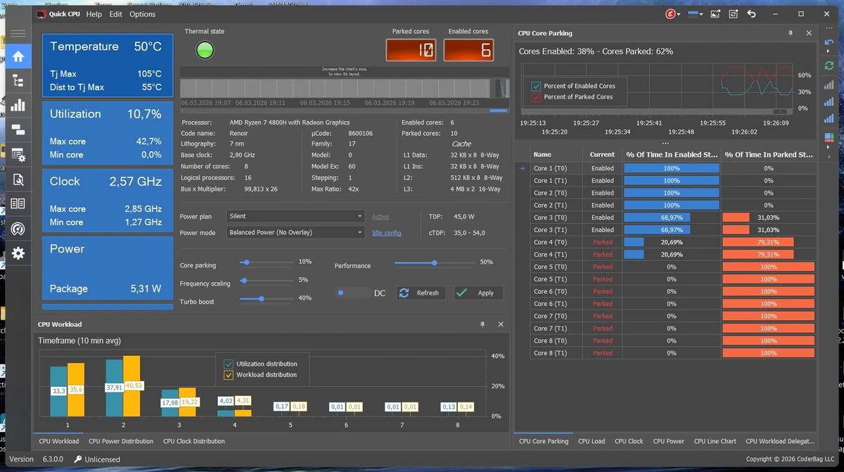 Настройка производительности процессора Quick CPU 6.3.0.0 — изображение 3