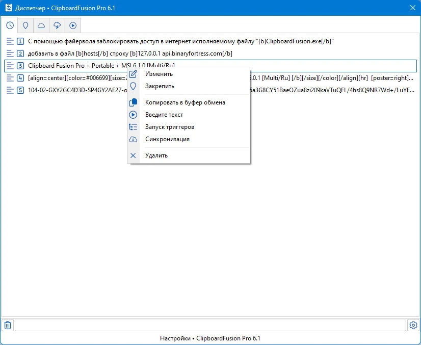 Настройка буфера обмена - Clipboard Fusion Pro + Portable + MSI 6.1.0 — изображение 3
