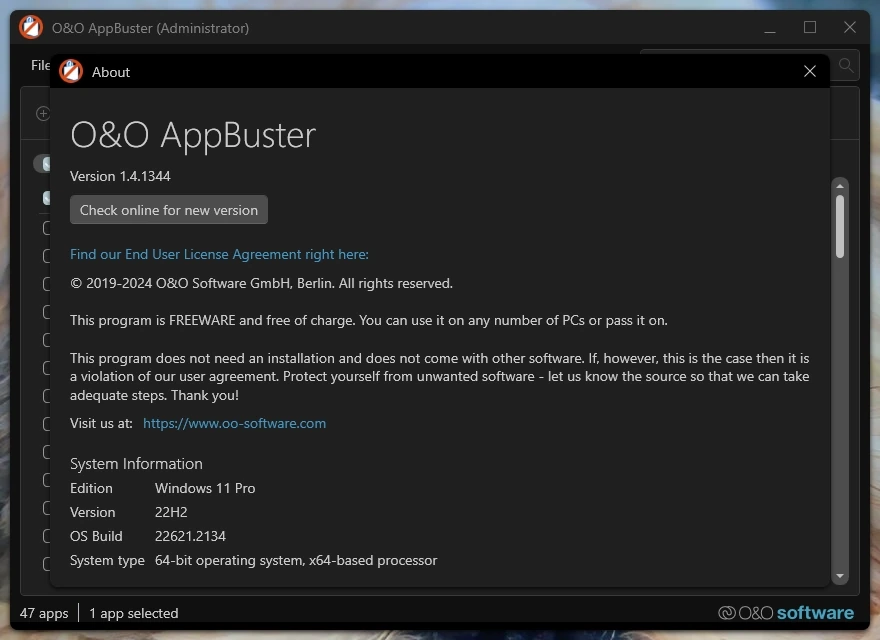 O&O AppBuster 1.4.1344 Portable — изображение 3